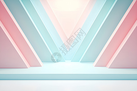 对称海报蓝色和粉色的几何图案插画