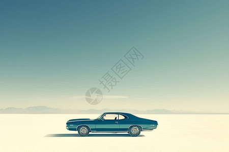 车沙漠沙漠中的汽车插画