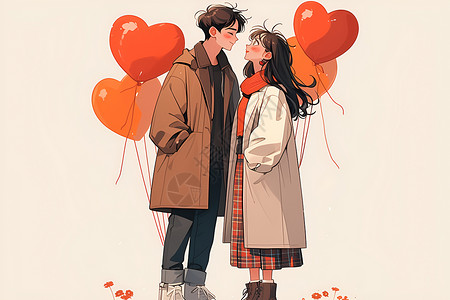 浪漫之恋爱的气球之恋插画