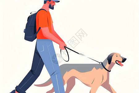 遛狗的男人男人遛狗插画插画