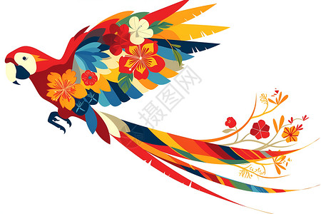 飞翔彩色鹦鹉飞翔的彩色鹦鹉插画