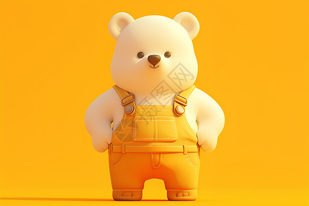 肥胖的狗熊穿着工装裤的白熊插画