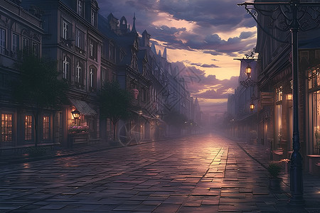 空荡的街道宁静清晨的街道插画