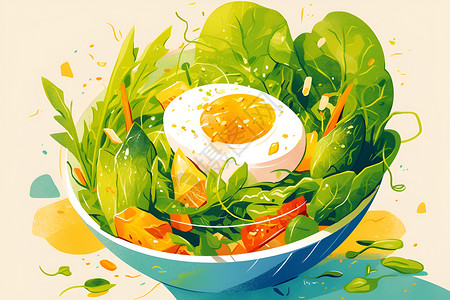 ps青菜素材美味的蔬菜沙拉插画