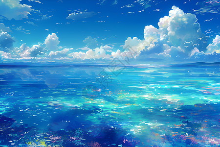 海洋与天空美丽的天空和大海插画