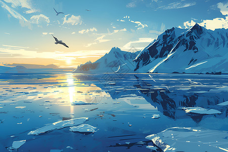 冰川海海面上的冰川插画