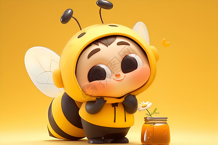 西方蜜蜂可爱的卡通蜜蜂插画