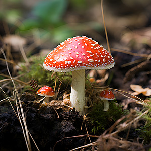 毒球菌红色的毒蘑菇背景