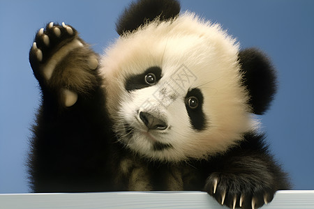 熊猫线稿熊猫与蓝色背景背景