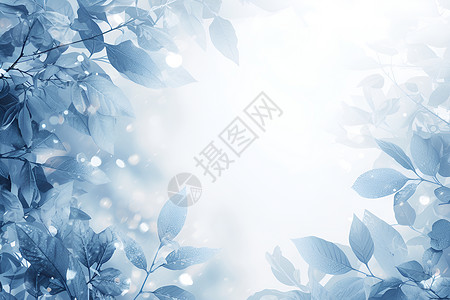浅蓝色的树叶背景背景图片