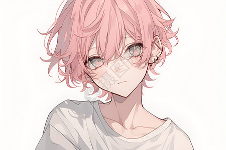粉色头发的男孩背景图片