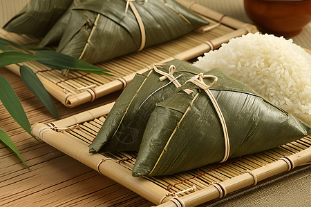 传统美食粽子精美包裹的中国粽子插画