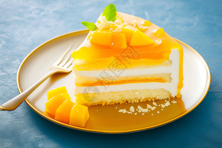 美味诱人的芒果蛋糕高清图片