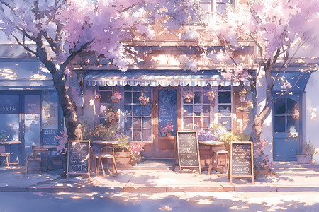 浪漫欧洲浪漫的欧洲咖啡馆插画