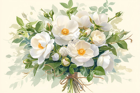 幽雅的花卉白花插画高清图片