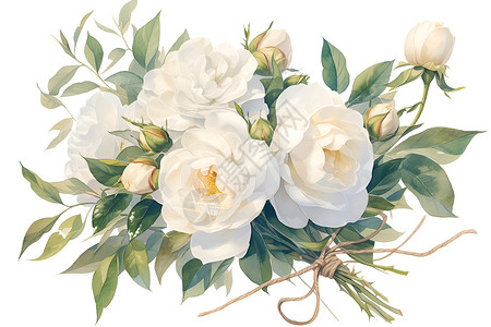 柔和的花香白花插画高清图片