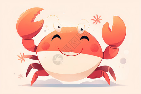 可爱的卡通螃蟹微笑着高清图片
