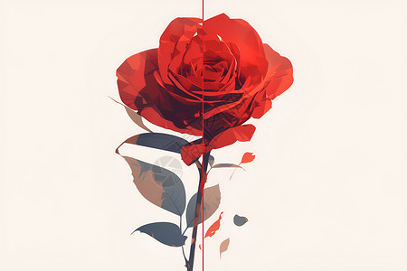 简约优美红玫瑰的优美平衡插画