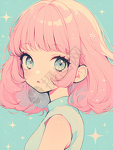 粉色头发的少女背景图片