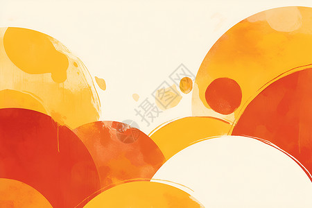 白色抽象橙色与白色的圆形绘画插画