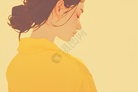 黄衣服女孩黄衣服的女子插画