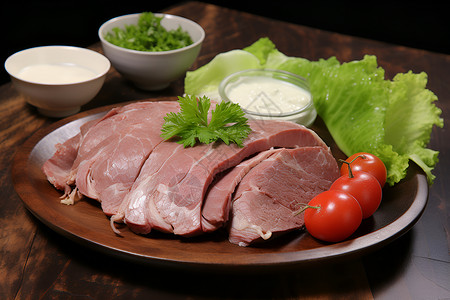 蔬菜组合与菜板餐盘素材美味的肉与蔬菜背景