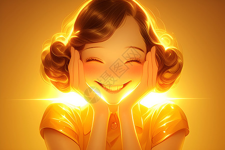 阳光下笑容阳光下微笑的女孩插画