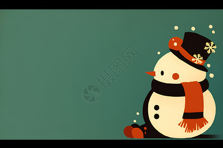 高帽魅力满满的雪人插画