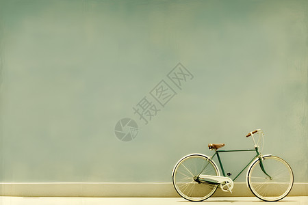 靠墙背景靠墙停放的自行车插画