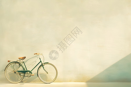 肮脏绿色墙壁自行车停在墙边插画