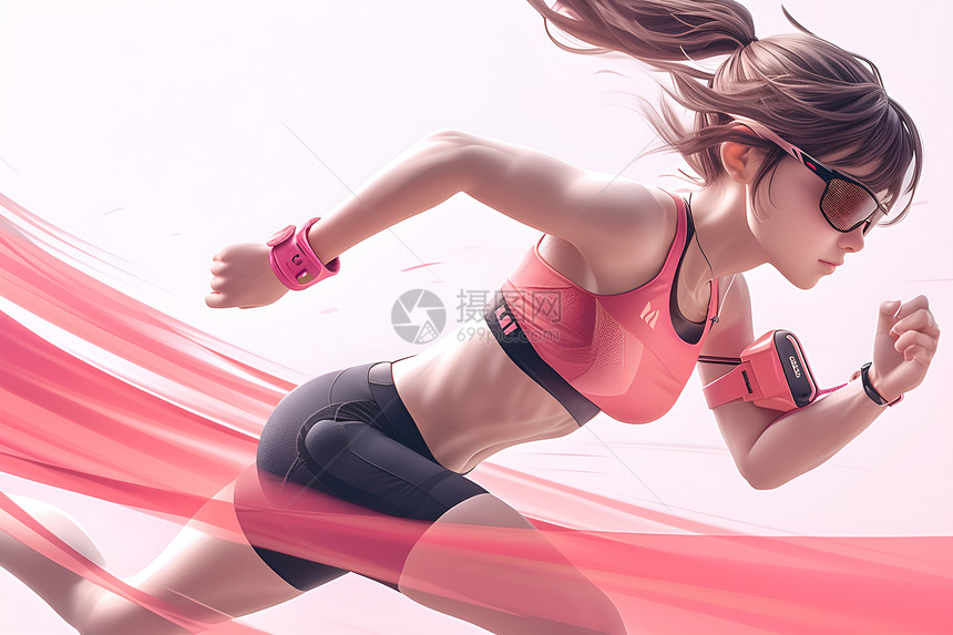 粉红色奔跑女性运动美图片
