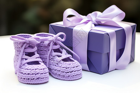 紫色的鞋子和礼物高清图片