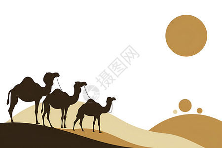 骆驼群丹霞之上骆驼漫行插画