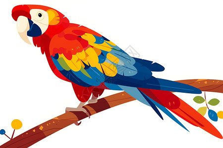 彩色吸蜜鹦鹉彩色鹦鹉在树枝上插画