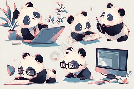 办公室的可爱熊猫高清图片