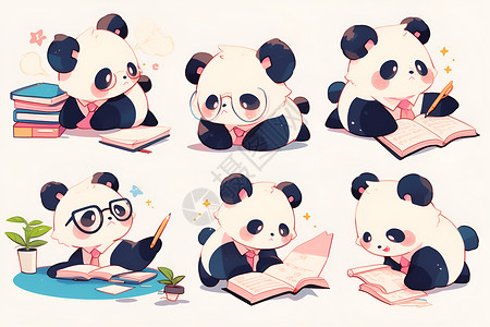 可爱熊猫角色背景图片