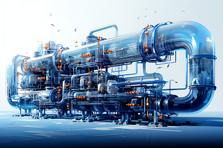 工业机械机械的管道插画
