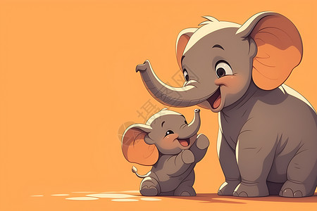 拥抱爸爸幸福大象爸爸和宝宝插画