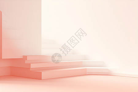 纯色空间背景抽象空间下的阶梯插画