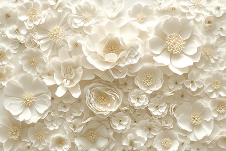 白色的花墙白色花卉插画高清图片