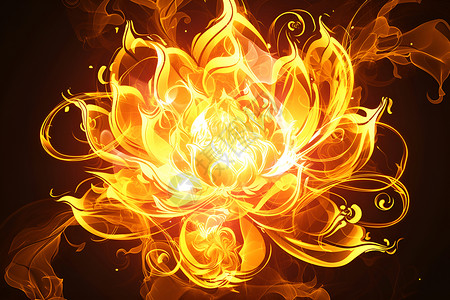 金色火焰的莲花背景图片