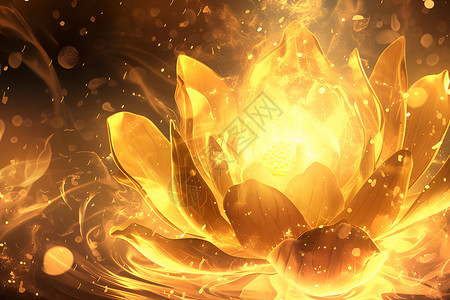 火焰中的黄金莲花高清图片