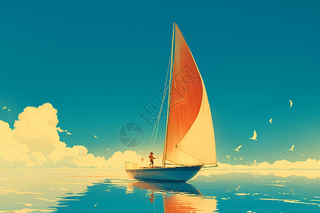 向前选择航行向前的帆船插画