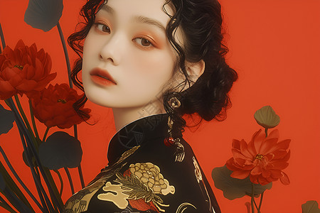 中国文化元素的时尚摄影背景图片