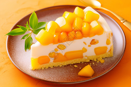 清新美味的芒果蛋糕高清图片