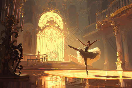 素材教案芭蕾女孩的梦幻舞蹈插画