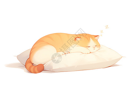 垫子上睡觉猫可爱的胖猫插画