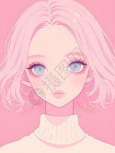 粉色头发小可爱可爱的少女插画插画