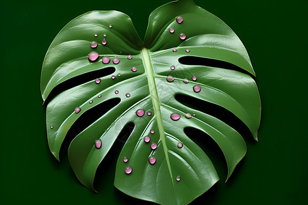 水滴叶水滴滴落在绿叶上插画