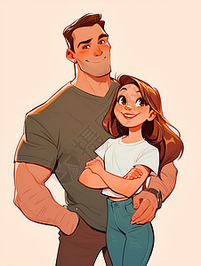 微笑的父亲和女儿插画插画